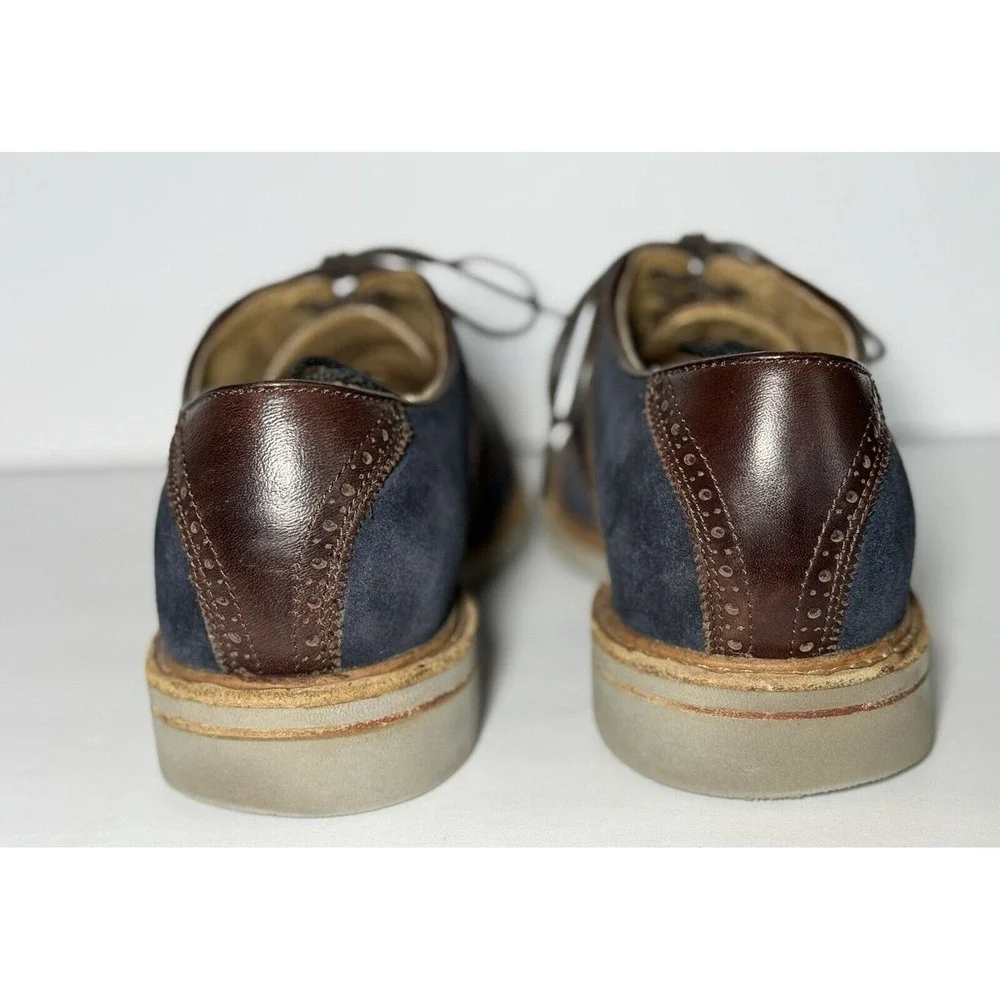 FRYE Mens Jim Saddle Indigo Suede Brown Leather Oxford Dress Casual Shoes Sz 10M